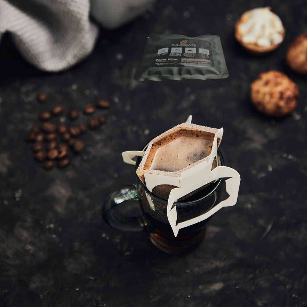 Coffee Single-Serve Portable Pour Over Drip Coffee extra - Mix of 80% Daklak Robusta and 20% Dalat Arabica - Box of 10 packs 15grs
