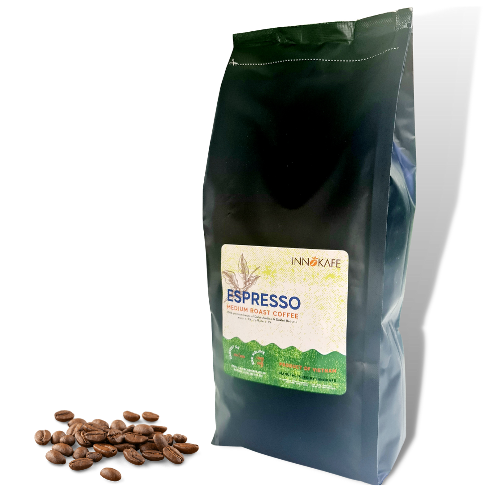 Espresso Whole beans - Medium roasted - Mix of 80% Daklak Robusta and 20% Dalat Arabica - 1kg