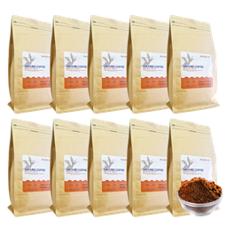 Ground Coffee - Medium roasted - Mix of 80% Daklak Robusta and 20% Dalat Arabica - 10 packs of 500Grs