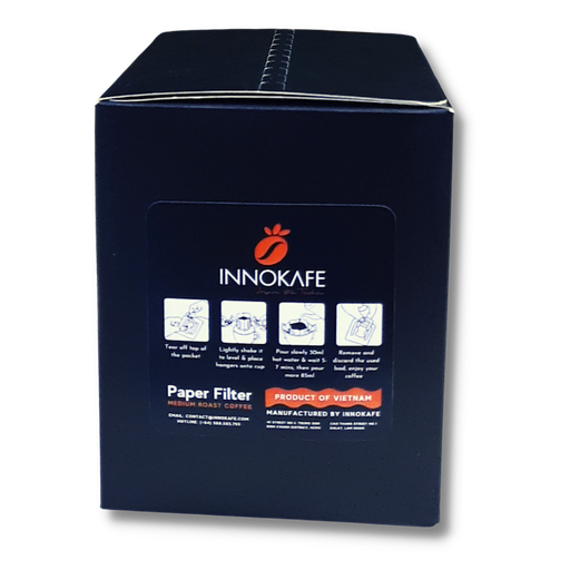 Coffee Single-Serve Portable Pour Over Drip Coffee extra - Mix of 80% Daklak Robusta and 20% Dalat Arabica - Box of 10 packs 15grs
